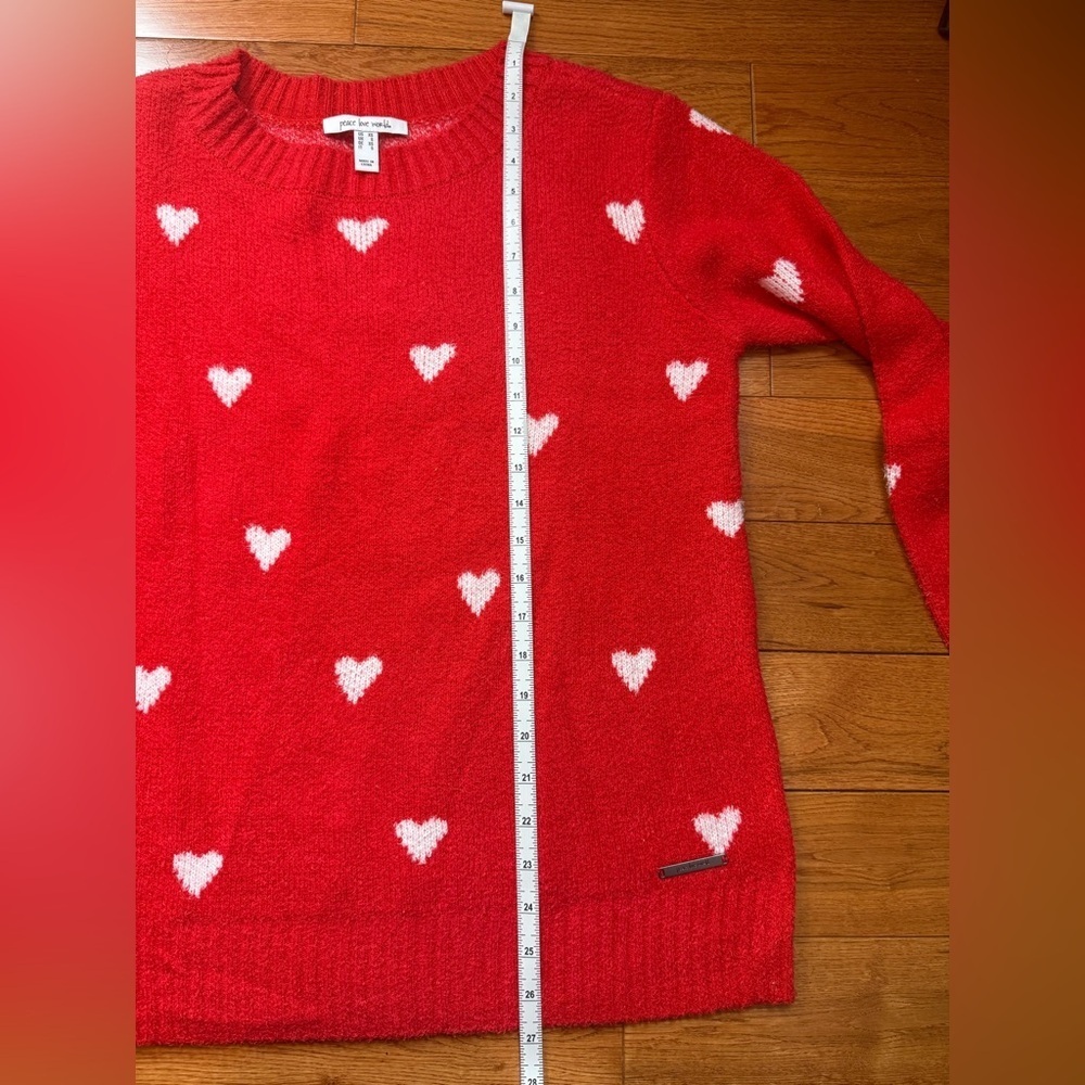 Peace Love World Red Heart Sweater - Picture 5 of 6